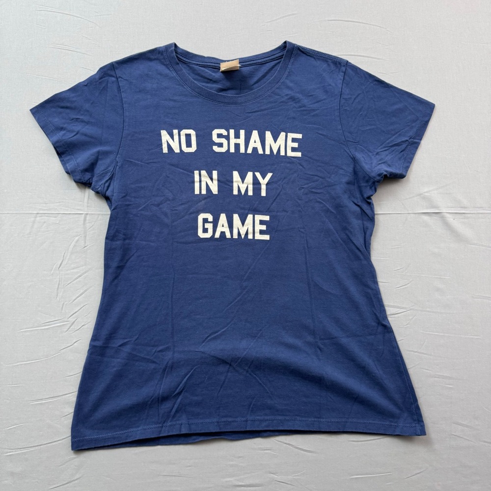Port & Company No Shame In My Game Graphic Tee‎ Navy Blue Ladies Medium T-Shirt